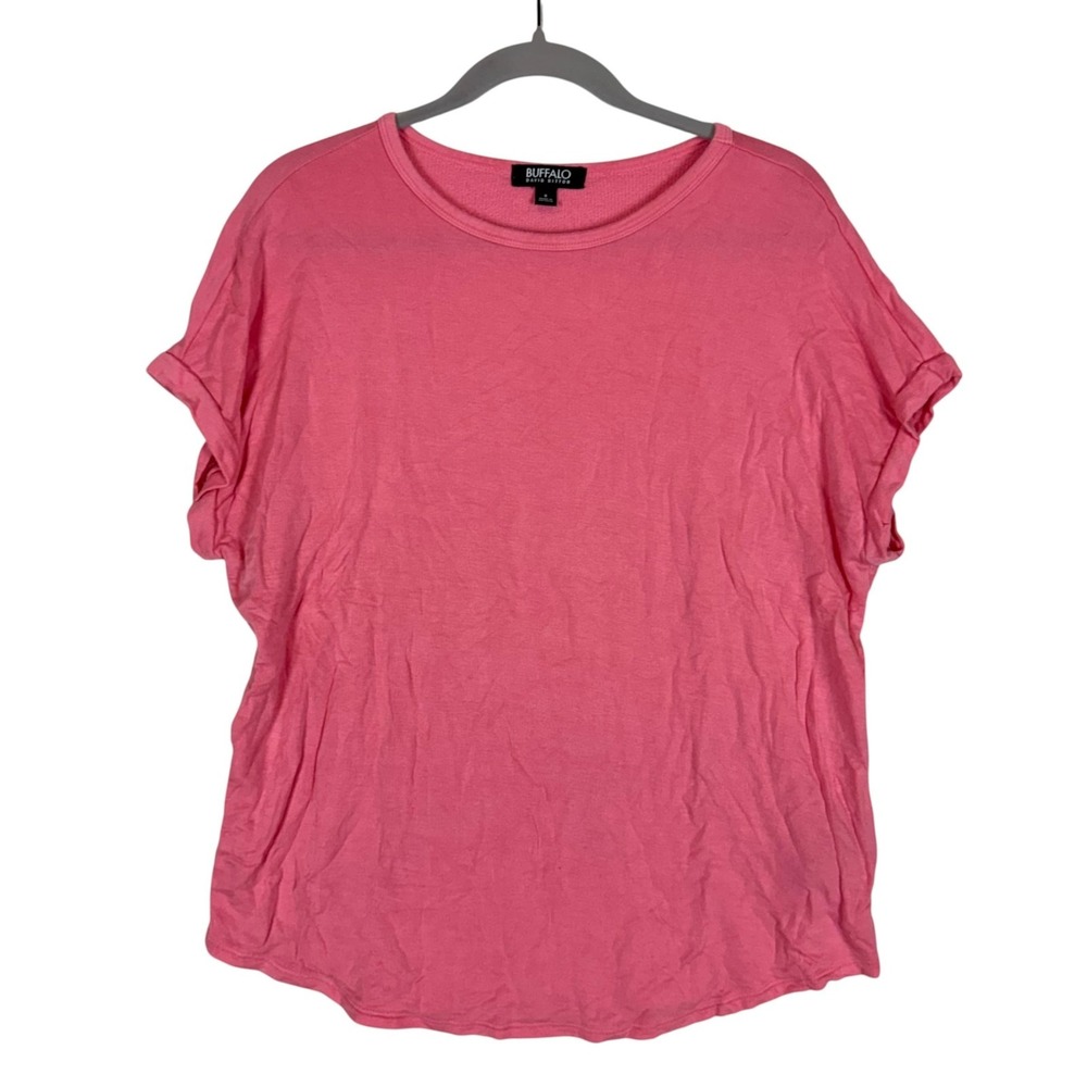 Buffalo David Bitton Shirt Womens Small Pink Crewneck Short Sleeve Jersey Top